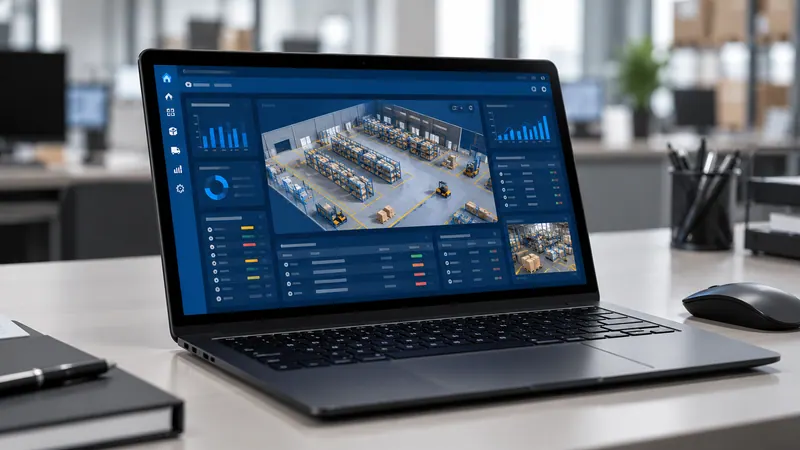 Computadora y equipos tecnológicos para gestión de inventarios